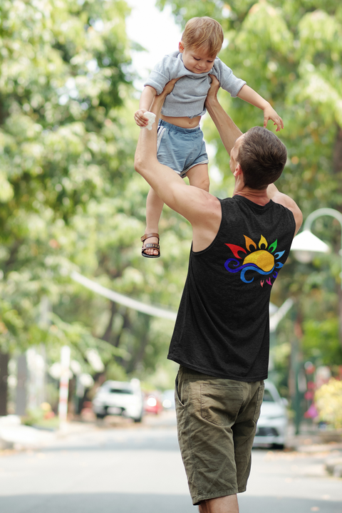 Sun-Rainbow-Waves-Unisex Muscle Shirt