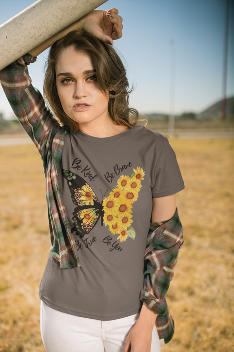 Be Kind-Be Brave-Be True-Be You-Butterfly-Sunflower-Unisex T-Shirt