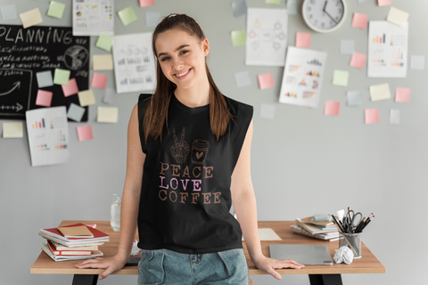 Peace-Love-Coffee-Muscle Shirt