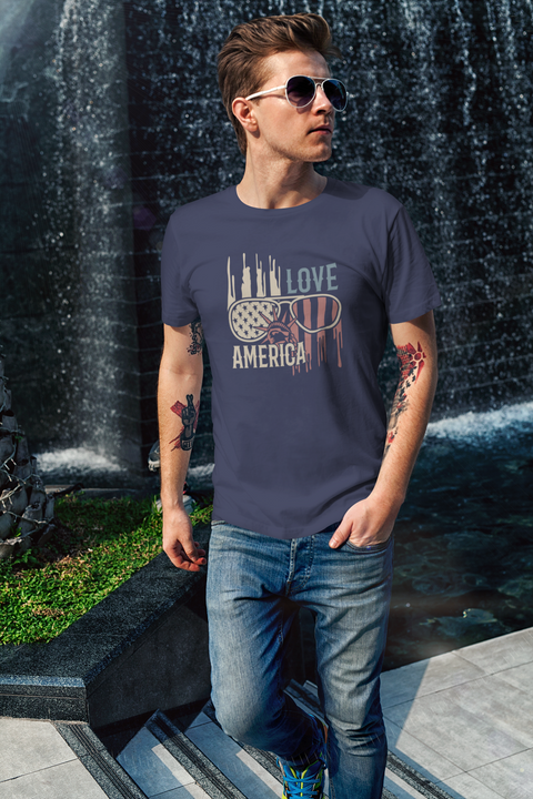 Love-America-Statue of Liberty-Sunglasses-Unisex T-Shirt