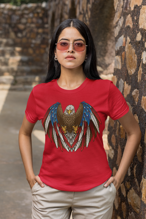 Bald Eagle Red-White-Blue feathers-Unisex T-Shirt