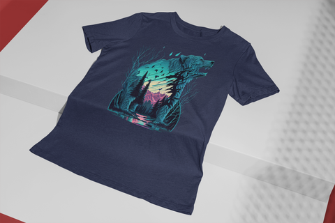 Colorful Bear Mountain Scene-Unisex T-Shirt