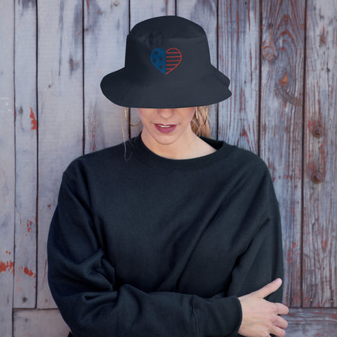 American Flag Heart-Bucket Hat