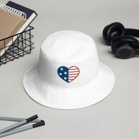 American Flag Heart-Bucket Hat