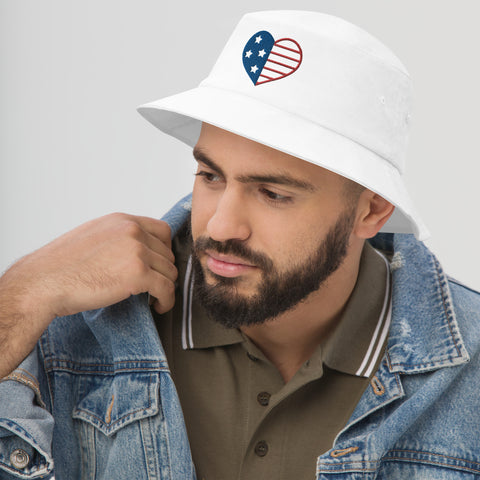 American Flag Heart-Bucket Hat