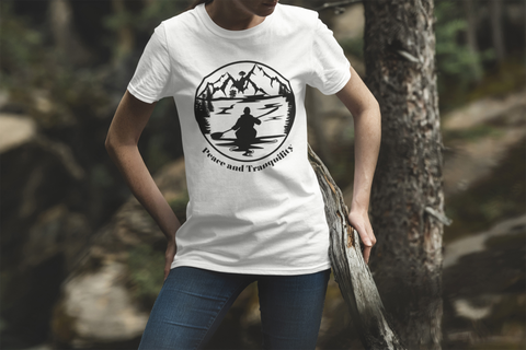 Peace and Tranquility Kayak Mountain Scene Unisex T-Shirt