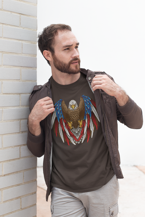 Bald Eagle Red-White-Blue feathers-Unisex T-Shirt