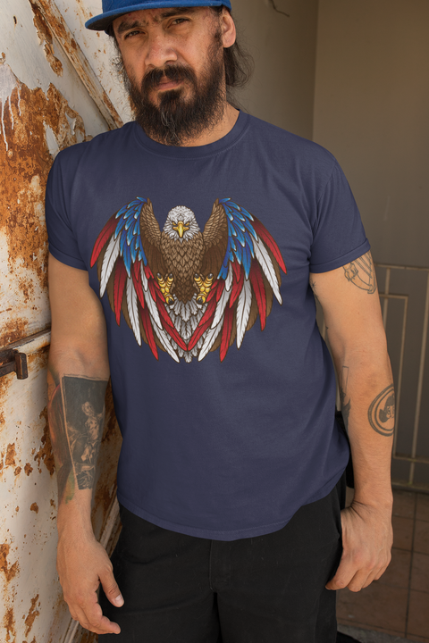 Bald Eagle Red-White-Blue feathers-Unisex T-Shirt