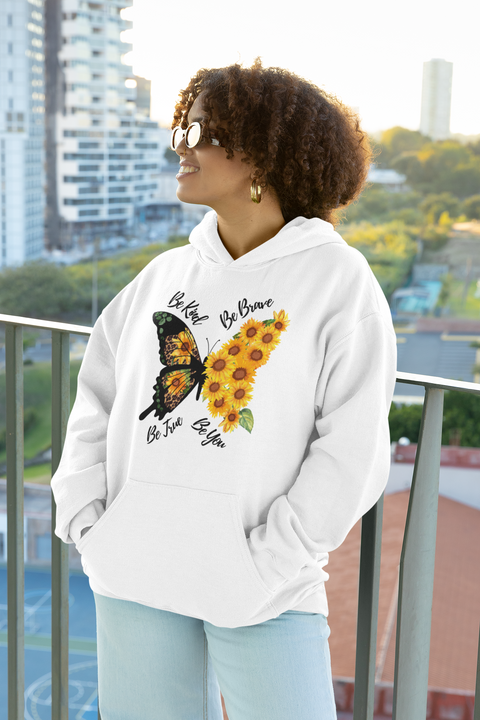 Be Kind-Be Brave-Be True-Be You-Butterfly-Sunflower-Unisex Hoodie